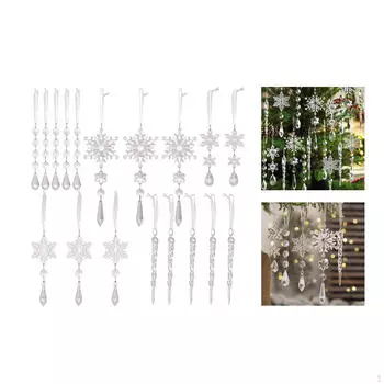 18 x снежинок, рождественские украшения для помещений, прозрачные подвесные снежинки