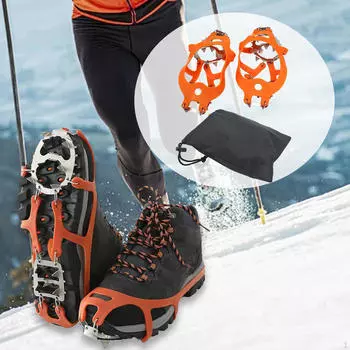 18-зубые кошки для обуви мужские женские усиленные шипы для сцепления со снегом обувь для бега Orange M