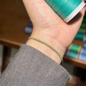 18K French Little Red Rope Woven Beads Classic Red Bracelet Female Couple Lucky Carrying Strap Gift 17.5cm Turquoise/Gold