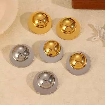 18k gold disc stainless steel earrings women s niche high-end sense gold and silver double color titanium steel stud earrings