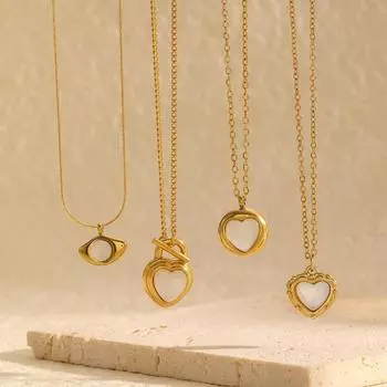 18k gold inlaid titanium steel opal niche collarbone chain stainless steel pendant INS necklace women s light luxury versatile