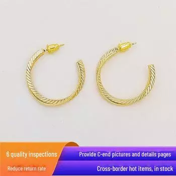 18K Gold-Plated Fashionable Statement Earrings - European and American Style Model TE01513
