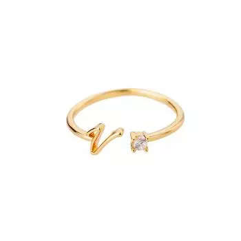 18k Gold Plated Unisex Letter Ring - Choose Any Initial A-Z Silver
