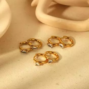 18k gold stainless steel zircon ear buckle women s simple personality high-end earrings earrings
