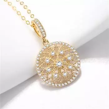 18K Liontin Kalung Emas Murni Kuning Untuk Wanita Berlian Alami Emas Pierscionki Bijoux Femme Rantai Kalung Perhiasan Naszyjnik earring and pendant