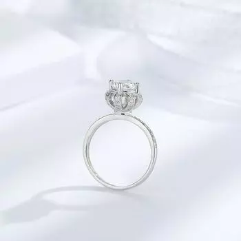 18K Platinum Luxury Bouquet Ring Personalized 925 Sterling Silver Proposal Ice Queen Diamond Ring No. 5