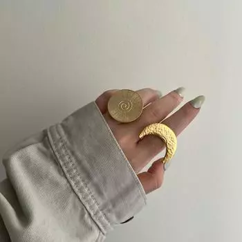 18K PVD-покрытие, модные серьги из нержавеющей стали с молотком и полумесяцем, набор открывающихся колец, водонепроницаемые для женщин, праздничный подарок