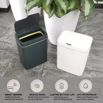 18L Garbage Bin for Kitchen Bathroom Bedroom With Lid Quiet Smart Trash Can Automatic Bagging Touchless Smart Sensor