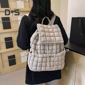 18л стеганый рюкзак для женщин пуховик походный рюкзак верхний клапан затягивающийся рюкзак подкладка дорожная сумка облако спортзал синий