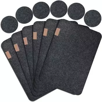 18PCS Black Felt Table Set 6x Placemats 6x Coasters 6x Knife Fork Storage Bags Thick Heat-insulating Table Mat Food Plates Pads чёрный