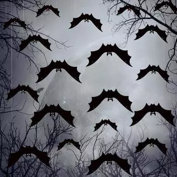 18Pcs Halloween Hanging Bats 3D Realistic Fake Flying Bat Yard Sign Outdoor