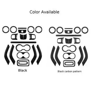 18Pcs Interior Strip Decor Trim Kit For Jeep For Wrangler JK 11-17 Carbon Pattern Inner Center Planel Decortion Strips Set чёрный