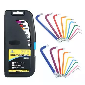 Набор разноцветных L-образных ключей, 18 шт., метрическая звезда, длинная рукоятка, шаровой наконечник, набор шестигранных ключей, хром-ванадиевая сталь Hex Key Set