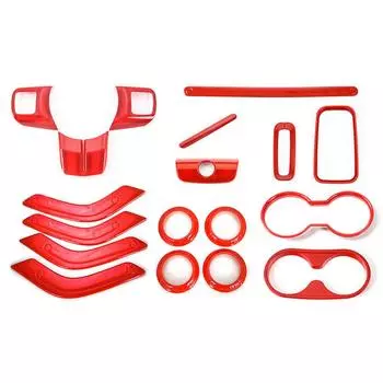 18pcs Red Car Interior Trim Strips for jeep wrangler jk 2011-2017