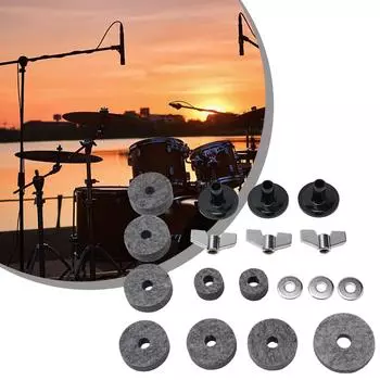 18PCS Replacement Drums Felt Set Drum Stand Felt Cymbal Sleeve Percussion Part Antiskid Instrumen TDIY Drum Accessories Replace чёрный