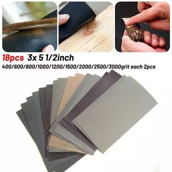 18Pcs Sandpaper 400 600 800 1000 1200 1500 2000 2500 3000 Grit Sand Paper Water/Dry Sanding Paper Abrasive Tools CHINA