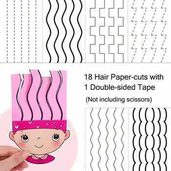 18pcs/Set Creative Haircut Craft Kit DIY Paper Cutting Set For Barber Pretend Play, Art Projects,Scrapbooking Pink разноцветный