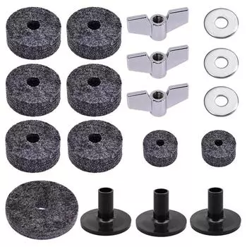 18Pcs Stand Felt Hi-Hat Clutch Cup Wing Nuts Sleeve Drum Accessory Kits