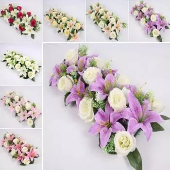 18шт искусственные цветы мода нежные DIY искусственные розы лилии цветы для дома