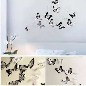 18шт светящаяся 3D наклейка-бабочка украшение дома ПВХ художественная наклейка на стену росписи One Size