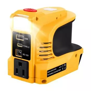 18V 20V Power Adapter DC 20V to AC 110-120V Multiple Charging Ports Inverter Electronics Yellow US Plug