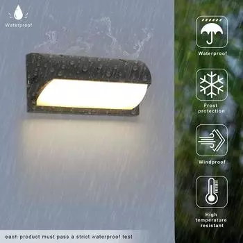 18W Настенное бра для улицы, современное IP65, водонепроницаемое наружное светодиодное бра 3000K, теплый белый свет, алюминиевый настенный светильник