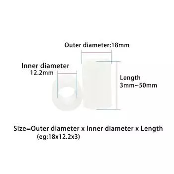 18x12,2 мм ABS проставка без резьбы пластиковая круглая стойка проставка для печатной платы черная белая длина 3 мм ~ 50 мм 18x12.2x3 (60pcs)