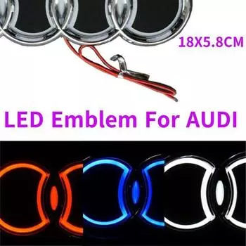 18x5,8 см светодиодная наклейка на багажник автомобиля с 4 кольцами и логотипом, подходит для аксессуаров формата a3, a4, a6, a2, a1, tt, q3, q5, q7, a5, a7 синий