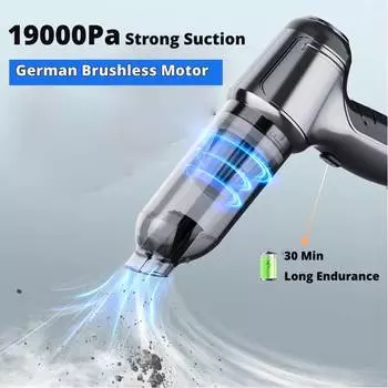 19000 Па Автомобильный беспроводной пылесос Мощное всасывание Бесщеточный беспроводной ручной автоматический пылесос для дома и автомобиля Пылесос двойного назначения
