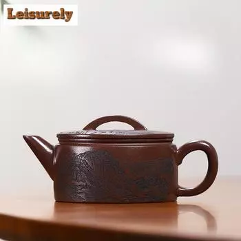 190 мл изысканные чайники из фиолетовой глины Исин, ручной работы, горшок с пейзажем, чайник из необработанной руды, фиолетовый глиняный чайник, китайский чайный сервиз Цзыша, посуда для питья, ремесло