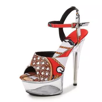 190 серия, каблук 15 см, платформа 4,5 см, 2022, женские сексуальные модные сандалии с прозрачным носком на платформе для вечеринок, секс-сандалии, желейные сандалии LFD 34 чёрный