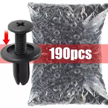 190 шт. Автомобильные пластиковые заклепки, крепежные винты для ремонта бампера автомобиля, заклепки, крепежные зажимы, 6 размеров автомобильных крепежей 190pcs