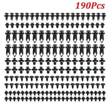 190 шт. автомобильных пластиковых пряжек для бампера, крепежные гвозди, набор из 6 видов пластиковых фиксаторов, крепежные зажимы для кузова автомобиля, заклепки, детали 190PCS
