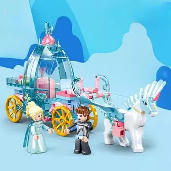 191 шт., Зимняя страна чудес, принцесса, снежная карета, строительные блоки для девочек, игрушка в подарок, без коробки