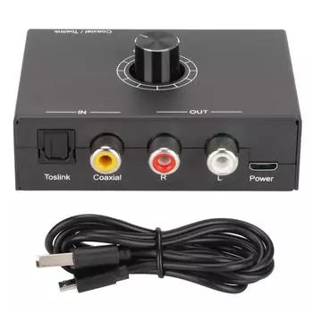 192 кГц ЦАП-преобразователь цифровой оптический коаксиальный в аналоговый стерео левый правый RCA 3,5 мм разъем адаптер для