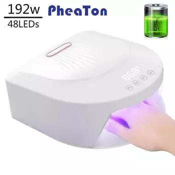 192 Вт УФ-светодиодная лампа для маникюра, беспроводная перезаряжаемая профессиональная сушилка для гель-лака для ногтей, 48 светодиодов, быстросохнущая лампа для ногтей, салонные инструменты EU