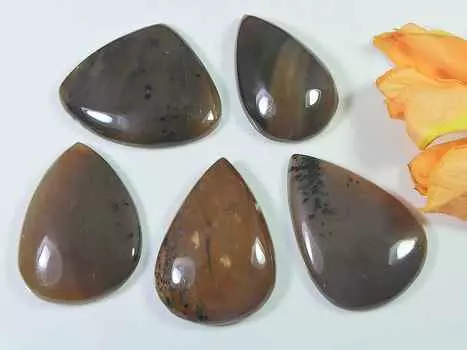 192Cts. Natural Honey Dendrite Pear Cabochon Loose Gemstone 5Pcs Lot 34-37MM RQ-2152