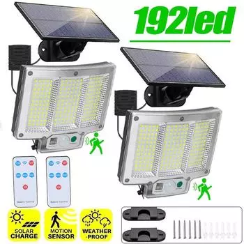 192LED Сплит Солнечный Светильник 3 Режима Освещения Уличный Декоративный Солнечный Светильник Настенный Светильник PIR Датчик Движения Водонепроницаемый Садовый Гаражный Светильник Solar Lamp