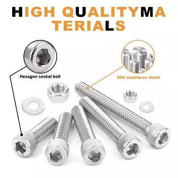 192PCS 304 Stainless Steel Hex Head Screw Bolt And Nut Set, Allen Sleeve Drive, For Home Repair Projects, Manual DIY Projects