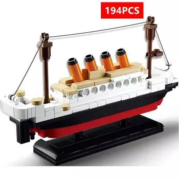194 шт. город RMS Титаник корабль модель лодки строительные блоки наборы DIY креативные кирпичи фигурки друзья развивающие игрушки Рождественский подарок 194pcs