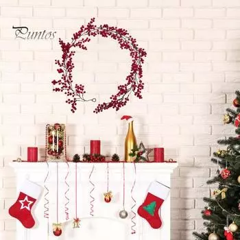 195/270 см искусственная красная ягодная гирлянда реалистичная для дома и улицы подвесная искусственная красная лоза из пенопласта рождественская каминная полка крыльцо камина M