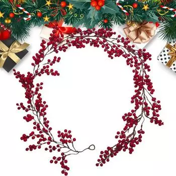 195/270 см искусственная красная ягодная гирлянда реалистичная для дома и улицы подвесная искусственная красная лоза из пенопласта рождественская каминная полка крыльцо камина M