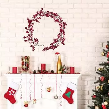 195/270 см искусственная красная ягодная гирлянда реалистичная для внутреннего и наружного использования искусственная красная вишня в виде пенопластового шара лоза рождественская каминная полка украшение M