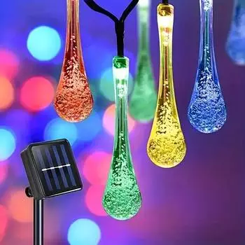196,85-дюймовый 20-светодиодный солнечный пузырьковый светильник с каплями воды, 8 режимов для рождественских праздников, праздничных мероприятий, свадьбы во дворе