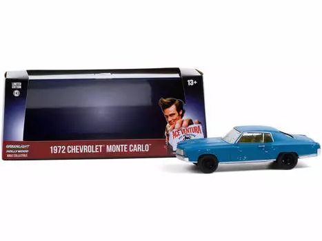 1972 Chevrolet Monte Carlo Blue Beat Ace Ventura Pet Detective Movie Литая модель автомобиля Greenlight 86564 (А вверх) (1994) 1/43 синий