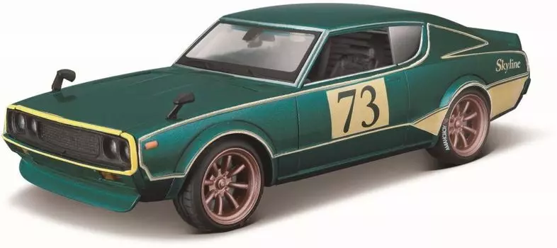 1973 Skyline Green Metallic Gold Stripe Tokyo Mod Series литая модель автомобиля 32539 2000GT-R (KPGC110) #73 1/24 зелёный