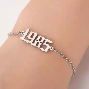 1980-2000 Браслет с годом рождения, золотой цвет, нержавеющая сталь, браслеты с цифрами для женщин, браслеты дружбы, женские модные украшения