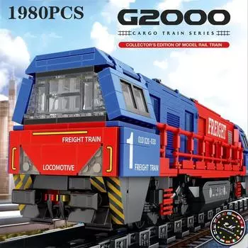 1980 шт. G200 пассажирский поезд строительные блоки городской транспорт модель поезда кирпичи для взрослых настольные украшения детские игрушки праздничные подарки No Box красный/синий
