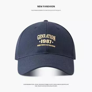 1987 Alphabet Peaked Cap Big Head Circumference South Korea Slim Looking Sun-Proof Sun Protection Hat Women s Fashion Summer Sports Baseball Cap Tau Wei 1987-navy blue XL(59-65cm)