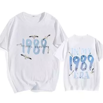 1989 The Eras Tour Футболка Чайка Альбом Графическая печать Футболка Мужчины Хлопок Мягкие Футболки Повседневная Круглый вырез Мужские Футболки XS белый